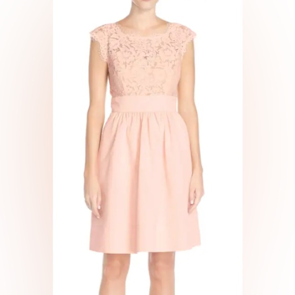 Eliza J Blush Lace & Faille Dress